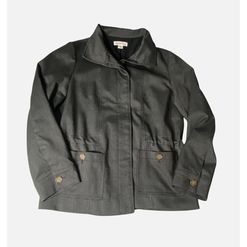 Coldwater Creek Womens Black Button-Up Jacket Size 10 Polyester Blend With Pocke